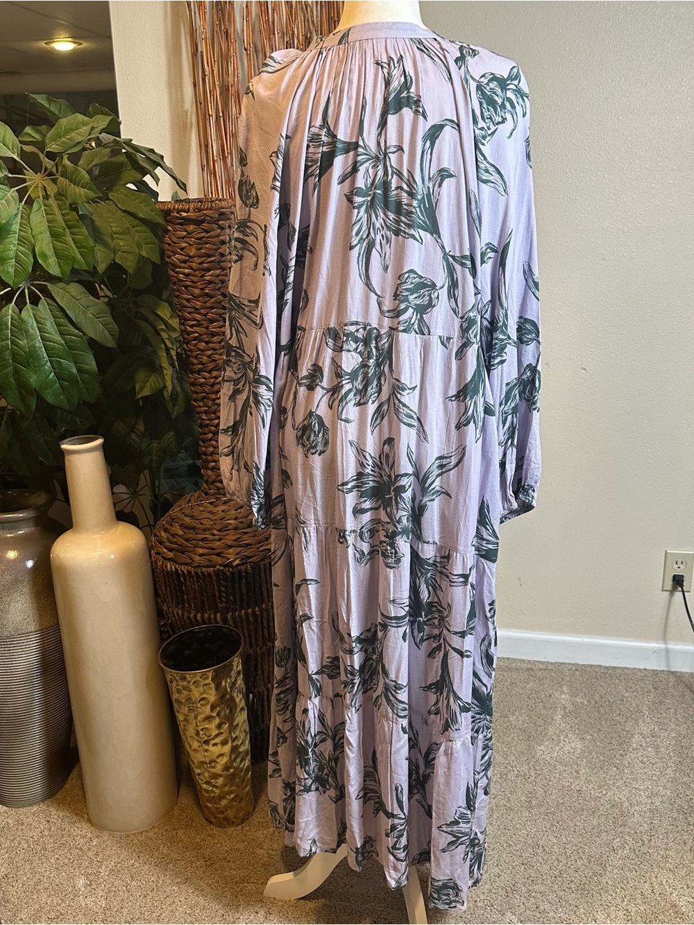 a new day Lavender Floral Print Long Sleeve Tiered Maxi Dress - Picture 2 of 5
